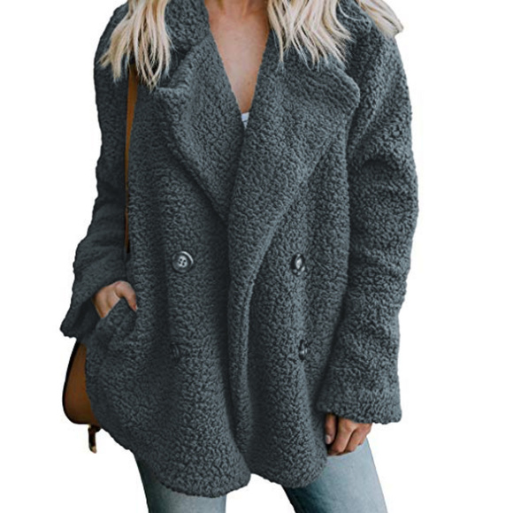 Jackets & Blazers - Gray Fleece Coat Jacket